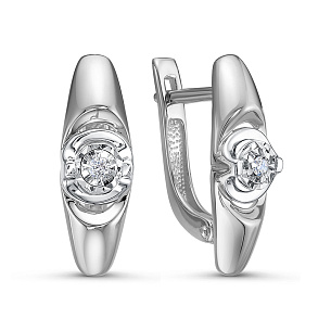 Серьги из белого золота с бриллиантом