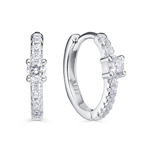 Серьги с английским замком из серебра с фианитом