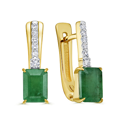 Серьги с английским замком из желтого золота с бриллиантами