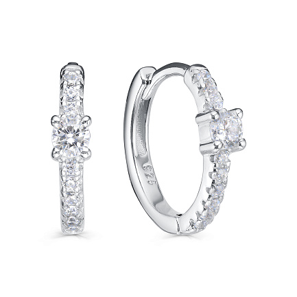 Серьги с английским замком из серебра с фианитами