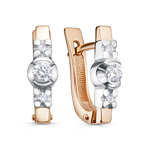 Серьги с английским замком из красного золота с бриллиантами