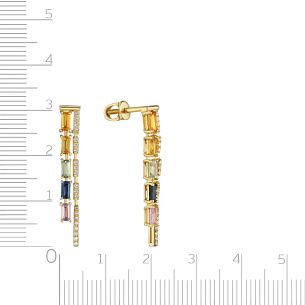 Пусеты из желтого золота с сапфирами и бриллиантами