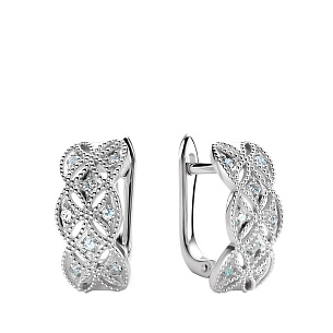 Серьги с английским замком из белого золота с бриллиантом