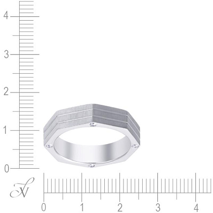 Кольцо обручальное из белого золота с бриллиантами
