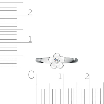Кольцо детское из серебра с фианитом, эмалью