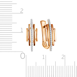 Серьги с английским замком из красного золота с фианитом