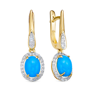 Серьги из желтого золота с бриллиантом