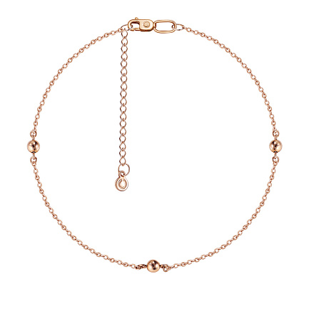 Браслет на ногу декоративный из красного золота, плетение якорное