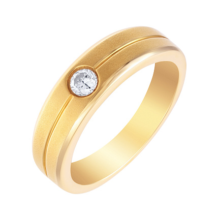 Кольцо обручальное из желтого золота с бриллиантом