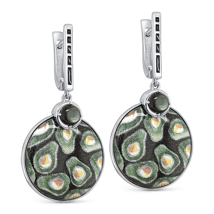 Серьги с английским замком из серебра с перламутром