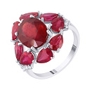 Кольцо из белого золота с бриллиантами, рубинами