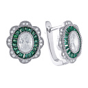 Серьги с английским замком из серебра с фианитом