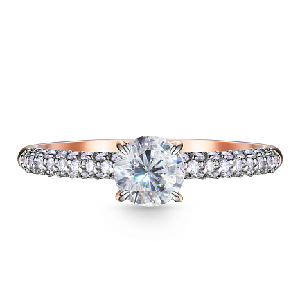 Кольцо из красного золота с фианитом