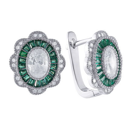 Серьги с английским замком из серебра с фианитом