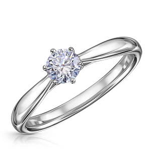 Кольцо из белого золота с бриллиантом