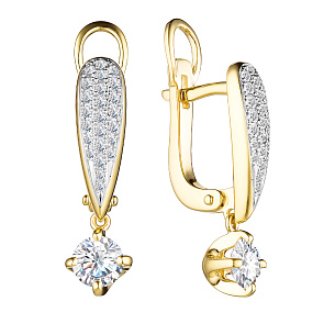 Серьги из желтого золота с бриллиантами