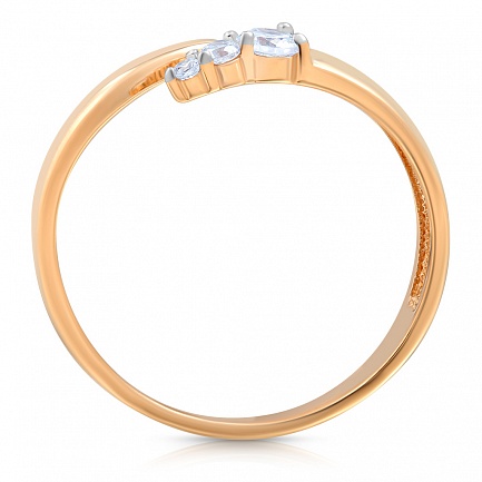 Кольцо из красного золота с фианитом