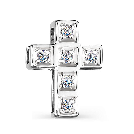 Крест декоративный из белого золота с бриллиантами