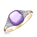 Кольцо из желтого золота с бриллиантами, аметистом