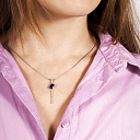 Подвеска из белого золота с бриллиантами, сапфиром