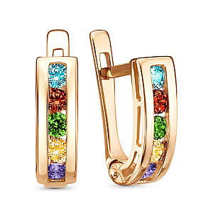 Серьги с английским замком из серебра с фианитами