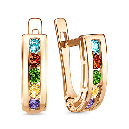 Серьги с английским замком из серебра с фианитами