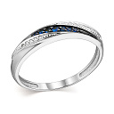 Кольцо из белого золота с бриллиантами, сапфиром