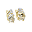 Серьги с английским замком из желтого золота с бриллиантами