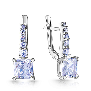 Серьги с английским замком из серебра с фианитом