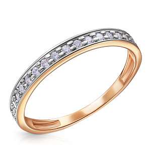 Кольцо обручальное из красного золота с бриллиантами