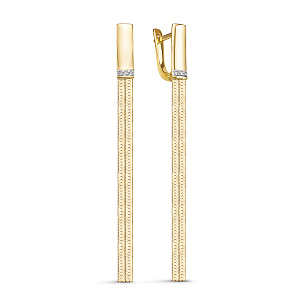 Серьги с английским замком из желтого золота с бриллиантом