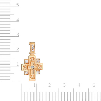 Крест из красного золота с фианитом