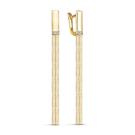 Серьги с английским замком из желтого золота с бриллиантами