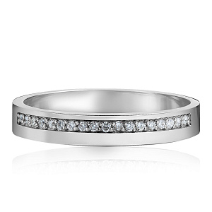 Кольцо обручальное из белого золота с бриллиантами