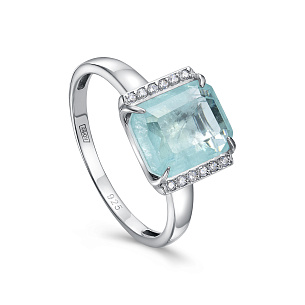 Кольцо из серебра с фианитами и алпанитом