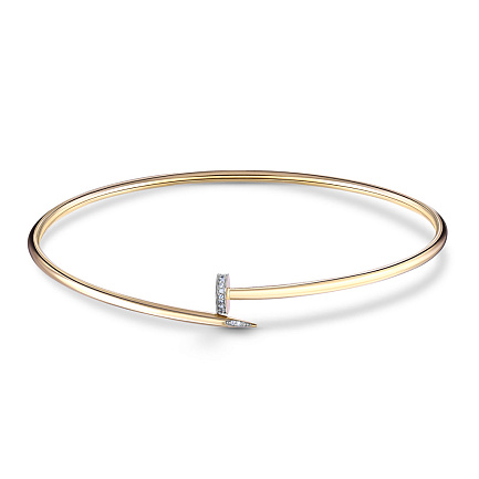 Браслет жесткий из желтого золота с бриллиантами