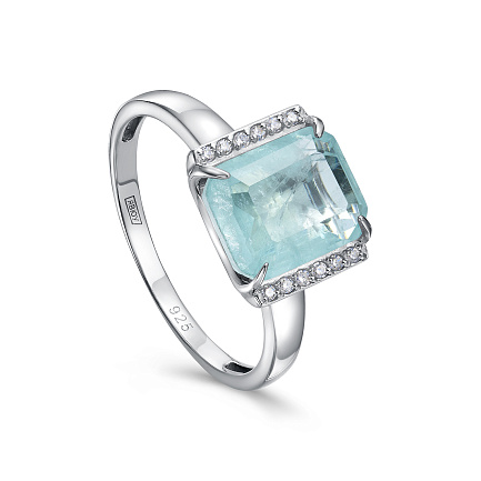 Кольцо из серебра с алпанитом, фианитами