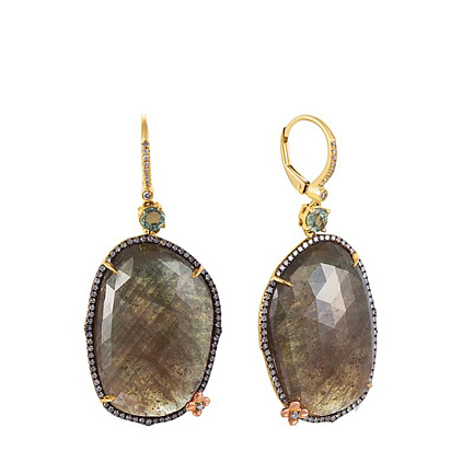 Серьги с французским замком из желтого золота с бриллиантами