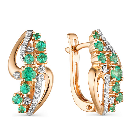 Серьги с английским замком из красного золота с бриллиантами