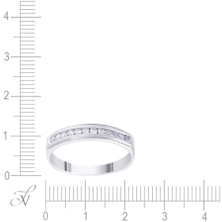 Кольцо обручальное из белого золота с бриллиантами