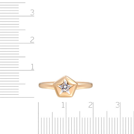 Кольцо из красного золота с фианитом