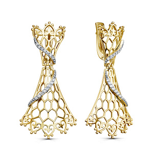 Серьги с английским замком из серебра с бриллиантами