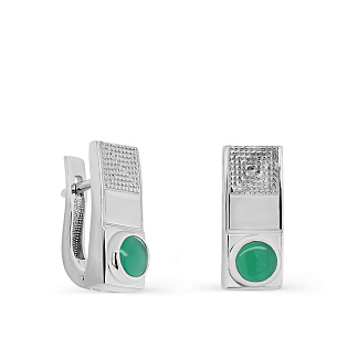 Серьги с английским замком из серебра с ониксами