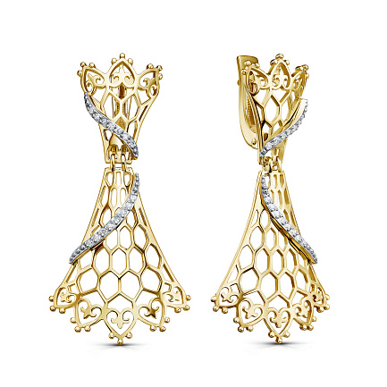 Серьги с английским замком из серебра с бриллиантами