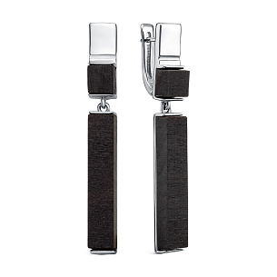 Серьги с английским замком из серебра с деревами