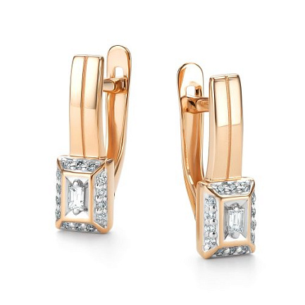 Серьги с английским замком из красного золота