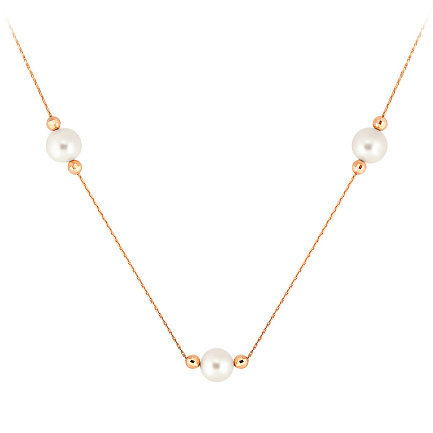 Колье из красного золота с жемчугом