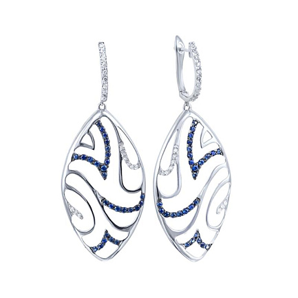 Серьги с английским замком из белого золота с бриллиантами