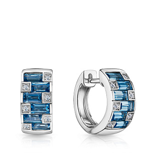 Серьги Конго из белого золота с топазами и бриллиантами