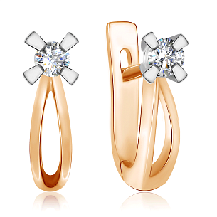 Серьги из красного золота с бриллиантом